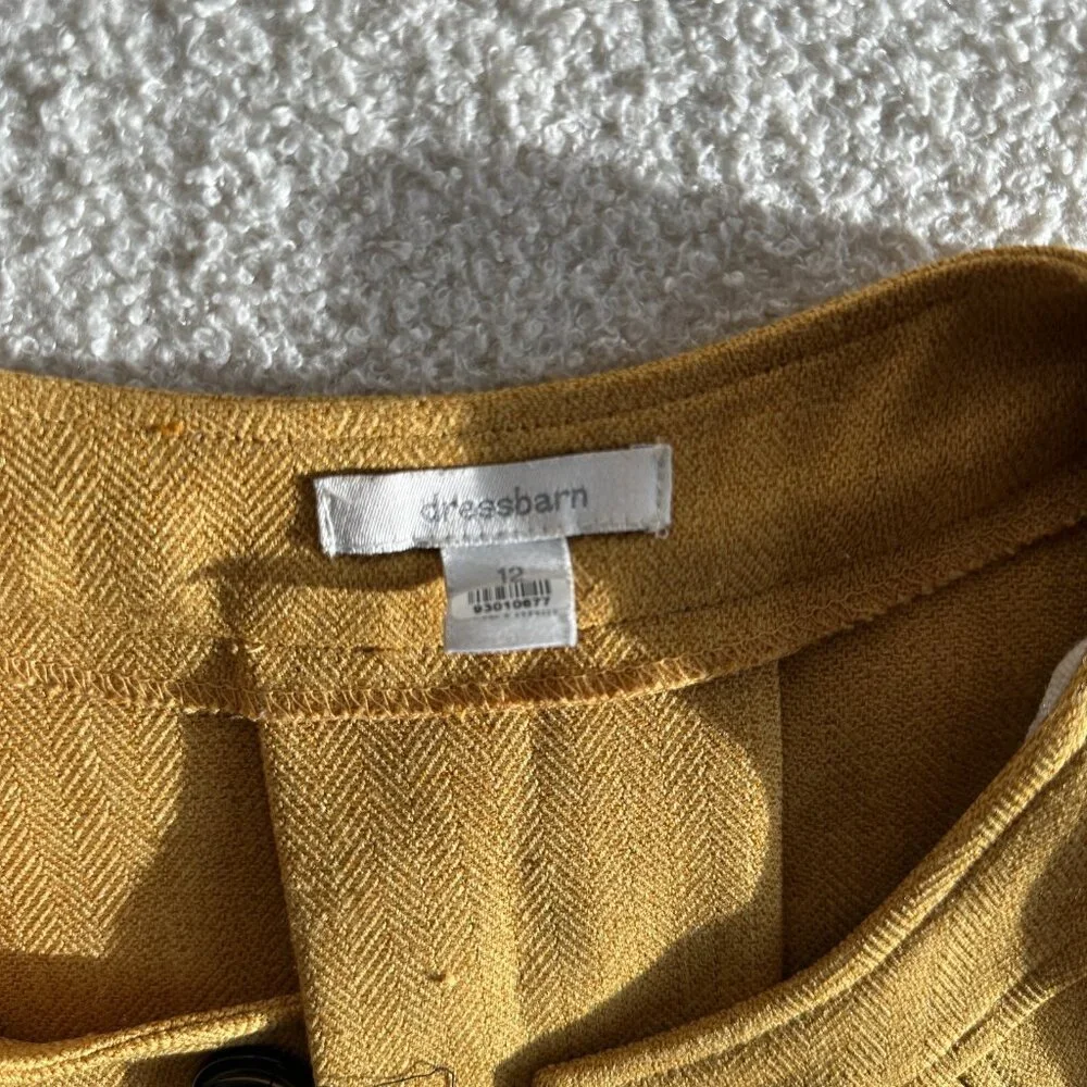 DressBarn Women's Yellow Button-Up Jacket Size 12 – Lightweight Spring Blazer - Picture 2 of 5
